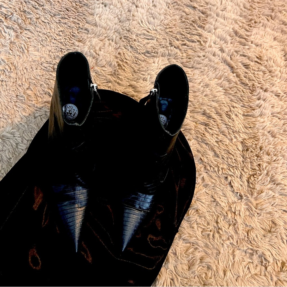 Black Versace ankle heels